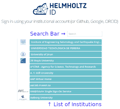 Screenshot of Selection Screen for Single Sign-On